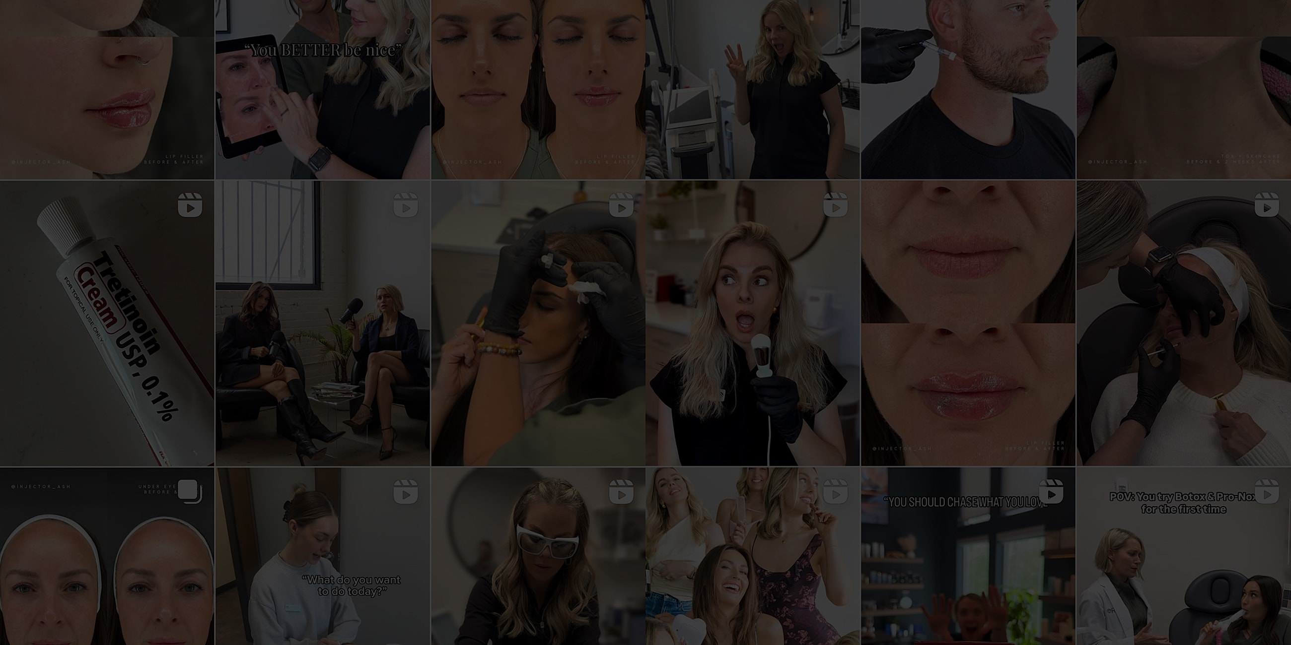 Beauty treatments and procedures in various settings.